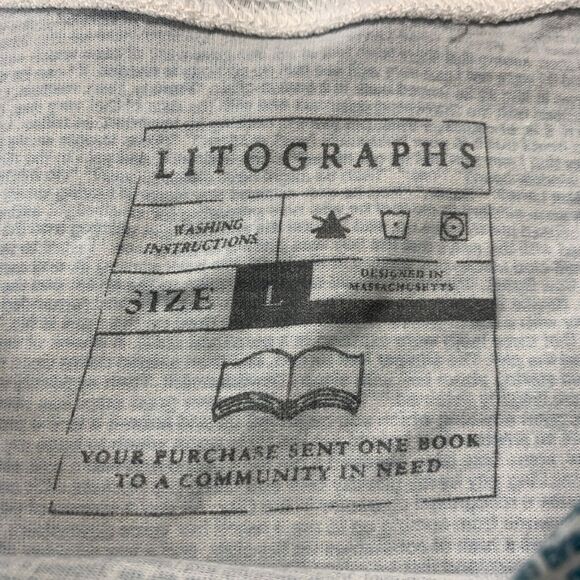 LITOGRAPHS Blouse Womens Large Top Short Sleeve White Blue - Picture 3 of 9